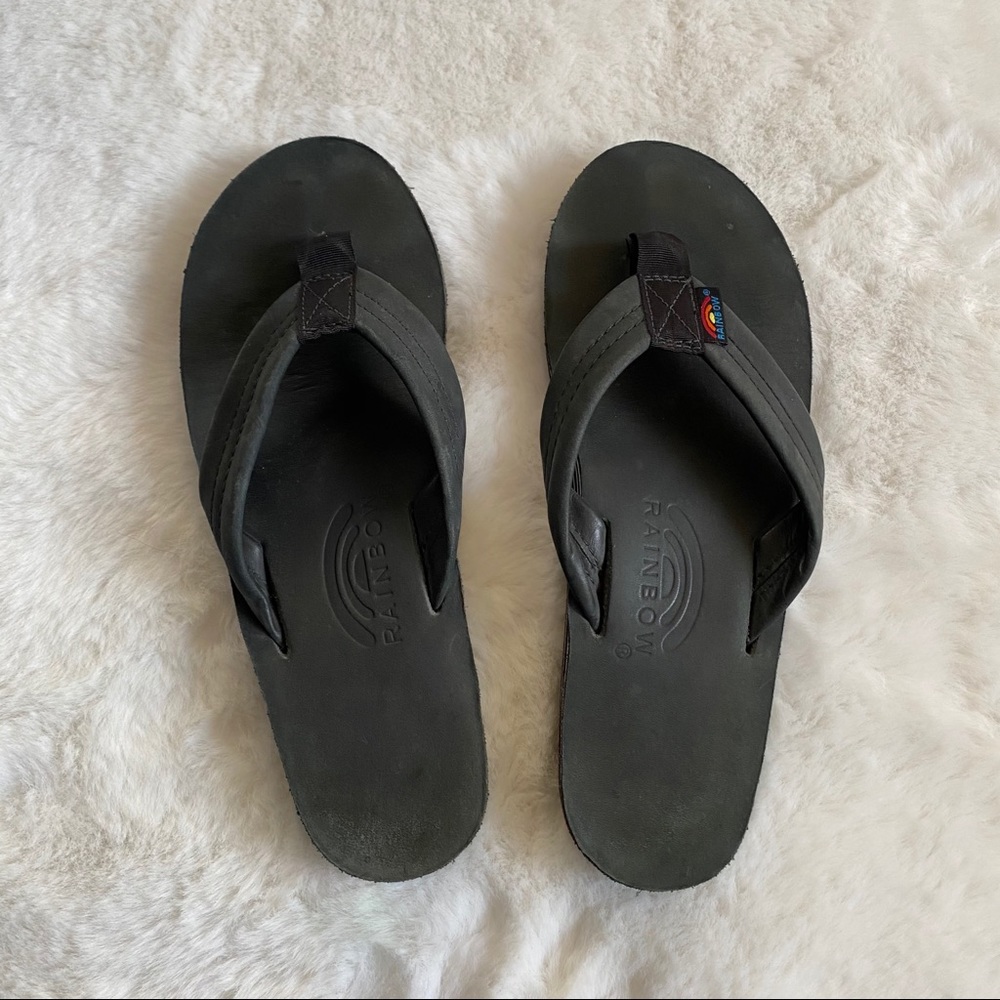 Rainbow black tick strap sandals